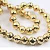 Coated Golden Pyrite Faceted Round Cut Ball Beads StrandLength is 8 Inches and Size is 7mm 
